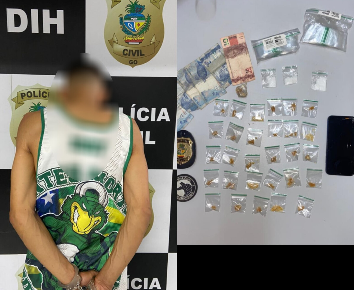 Indivíduo é preso em flagrante por tráfico de drogas na região Oeste de Goiânia
