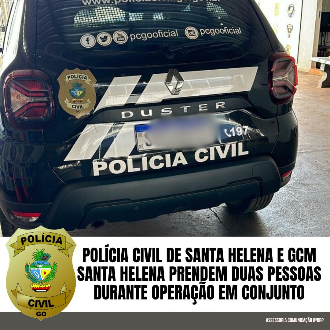 PCGO prende mulher por tráfico de drogas e seu irmão por furto e embriaguez ao volante, em Santa Helena