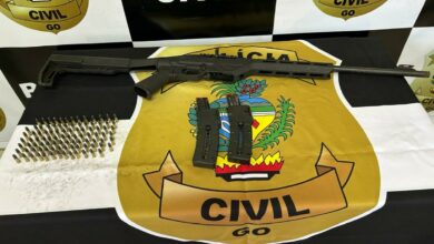 PCGO cumpre mandado de busca e apreensão em fazenda e apreende arma de fogo e munições