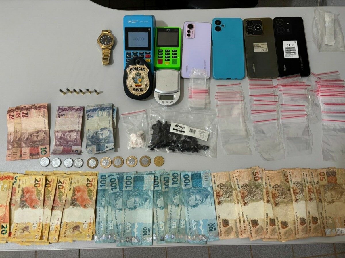 PCGO prende traficante em flagrante em São Miguel do Araguaia e apreende drogas e dinheiro
