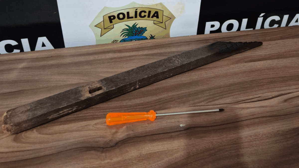 PCGO prende homem em flagrante por agredir mãe idosa e irmã com pedaço de madeira e chave de fenda em Orizona